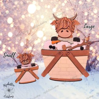 Highland Cow Winter Basket