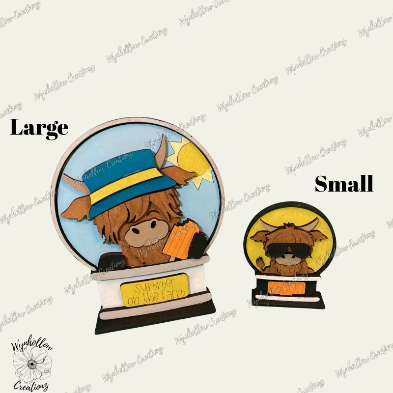 Summer Highland Cow Snow Globes