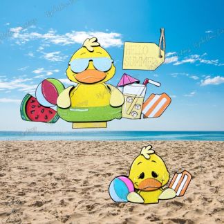 Summertime Duckie with fruit and sweet treats, innertube, summer time, beach