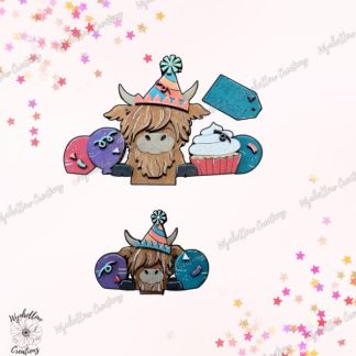 Highland Cow Birthday Interchangeable Wood Insert (Small or Large)