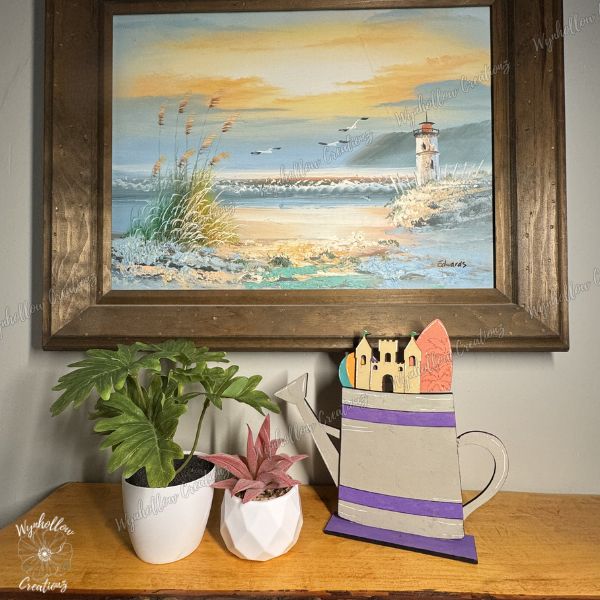 Summer beach sandcastle surf board fun