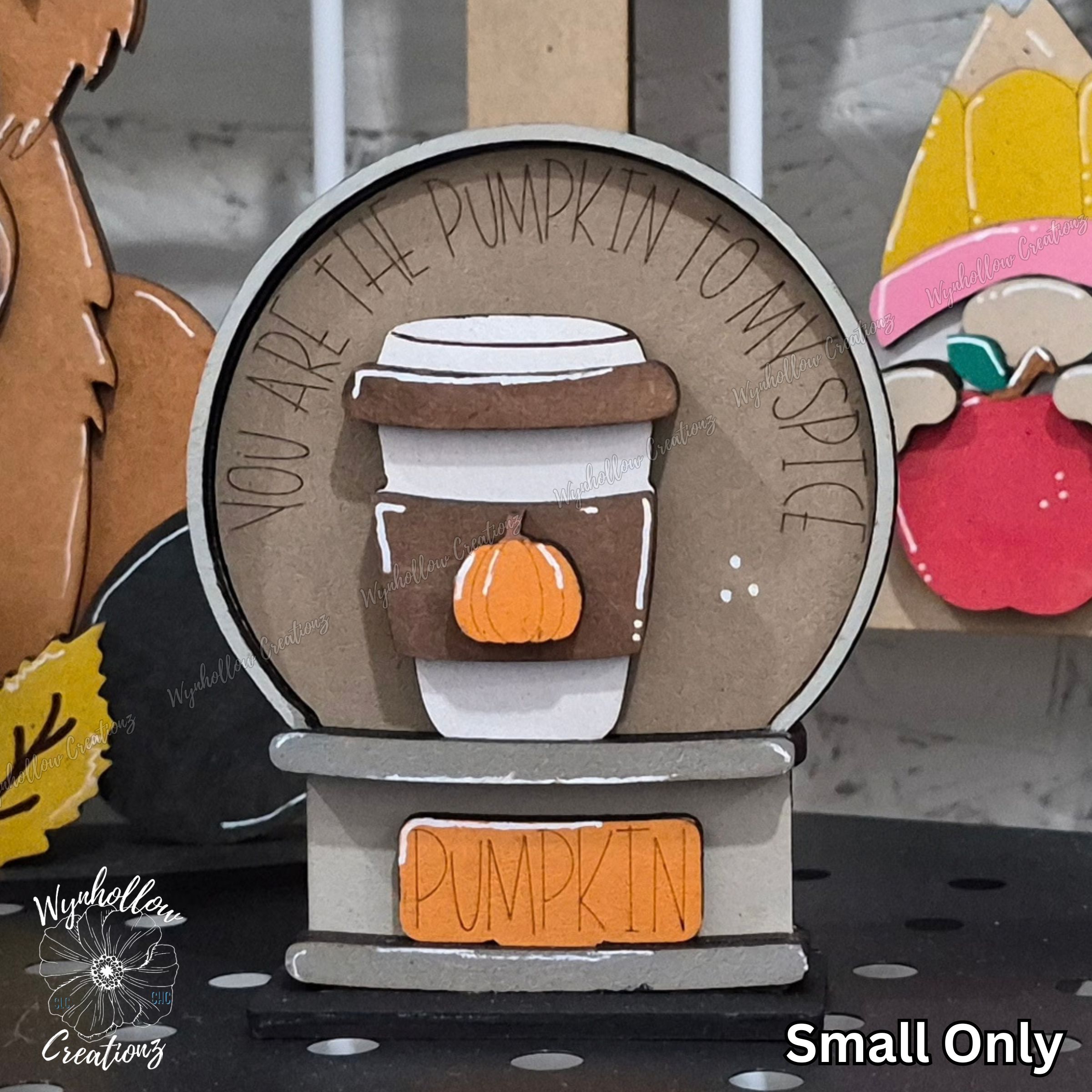 Pumpkin Spice Coffee Wood Interchangeable Snow Globe Insert